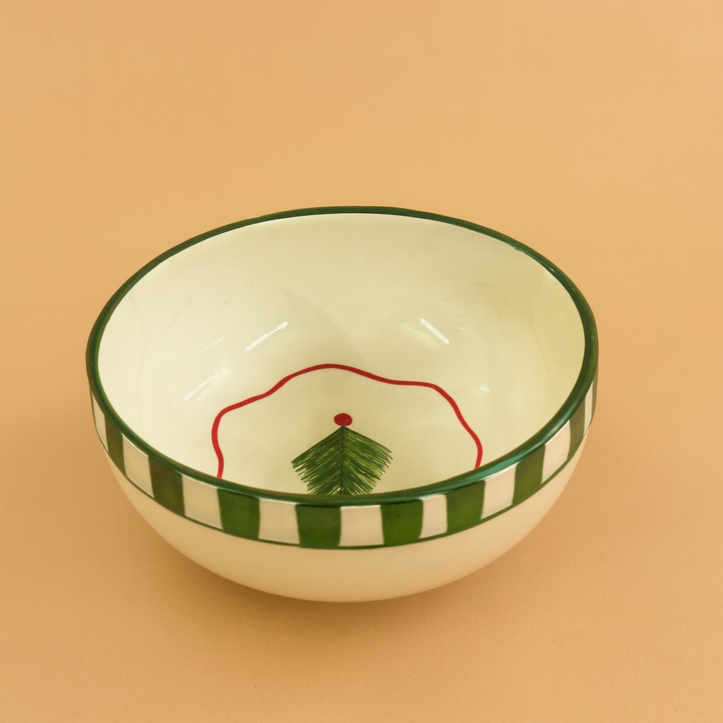 Set - Christmas Tree Green Ceramic Small Bowl