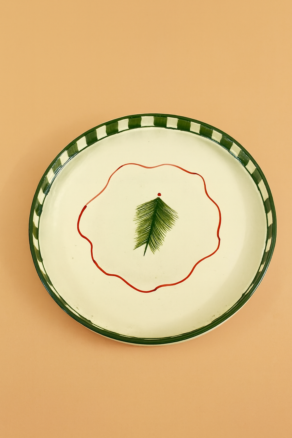 Christmas Tree Green Ceramic Snack Plate (8 inches)