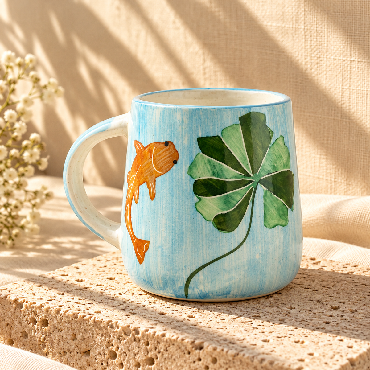 Koi Mulaqaat Fish Handpainted Ceramic Mug (300 ml)