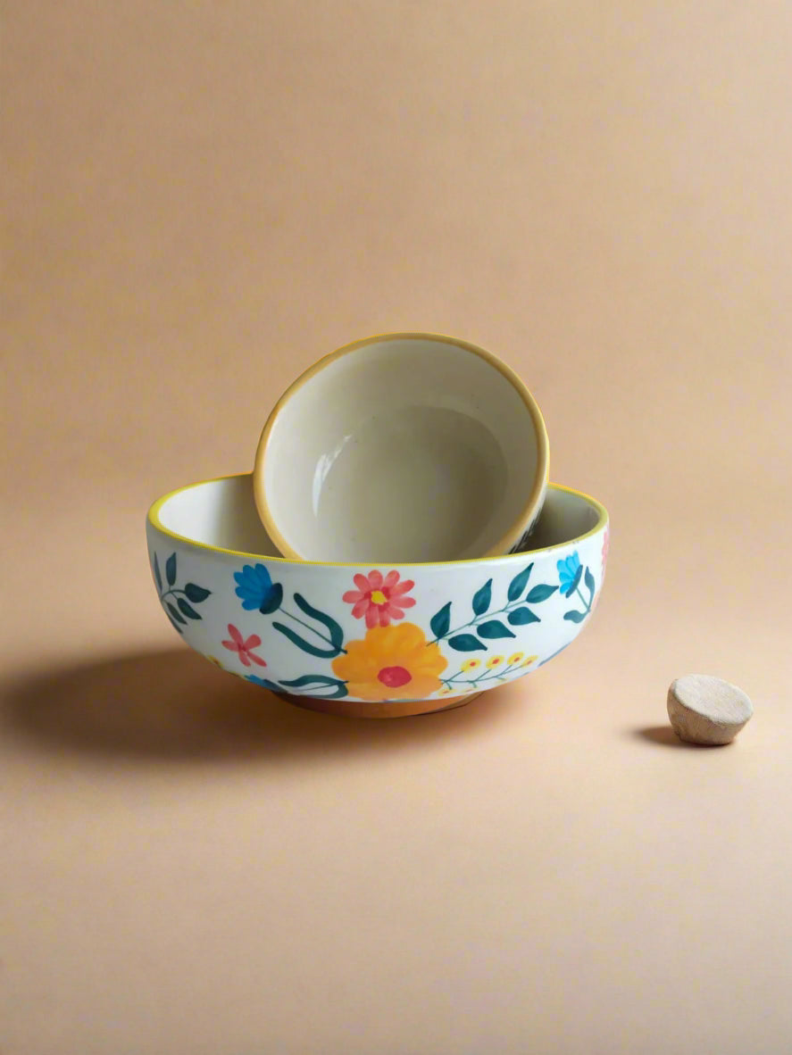 Floral Extravaganza Ceramic Bowl - (Large & Small)