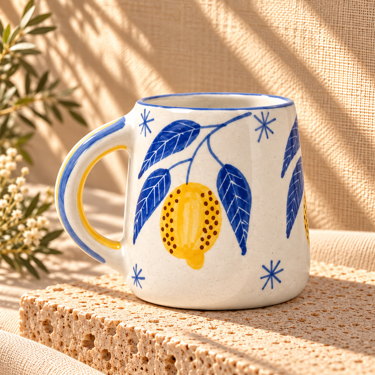 Lemon Leafy Ceramic Coffee Mug (300 ml)