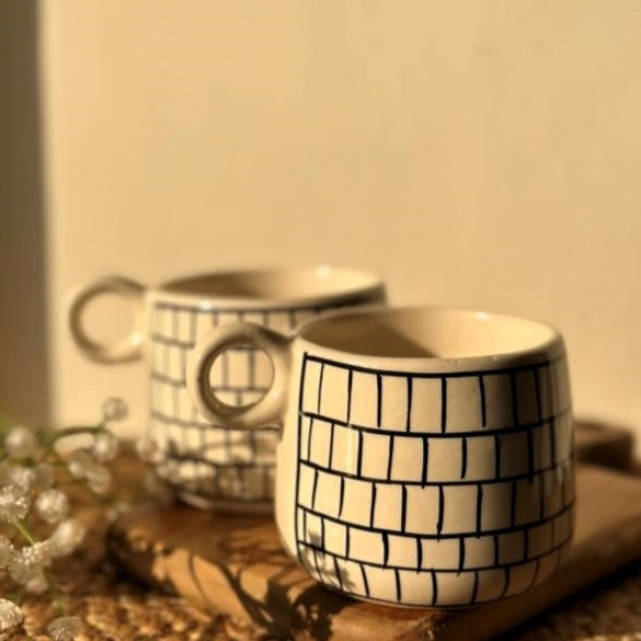 Linear Line Theory 450ml Ceramic Coffee Cup - Nurture India