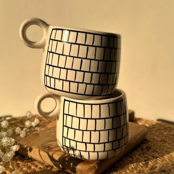 Linear Line Theory 450ml Ceramic Coffee Cup - Nurture India