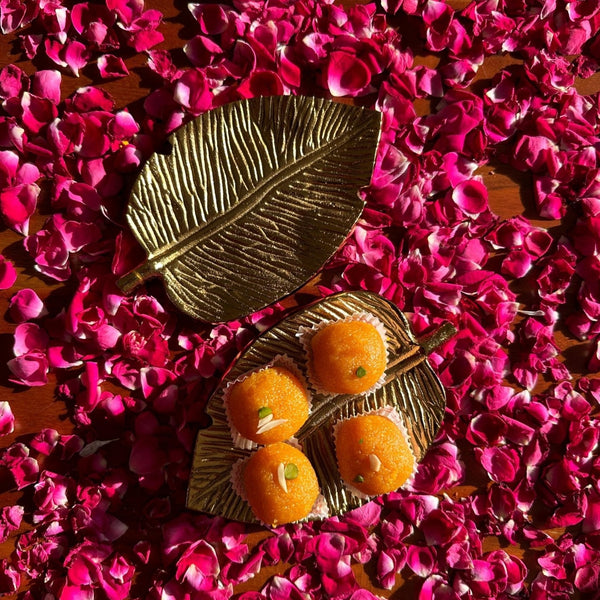 Monstera Leaf Inspired Gold Decorative Plate - Small - Nurture India