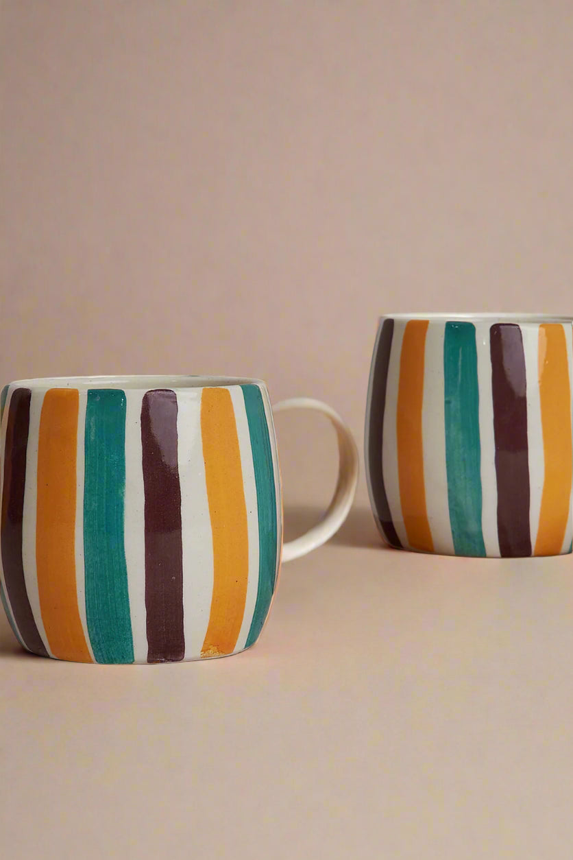 Multi Stripe Drum Shaped Mug (300ml)