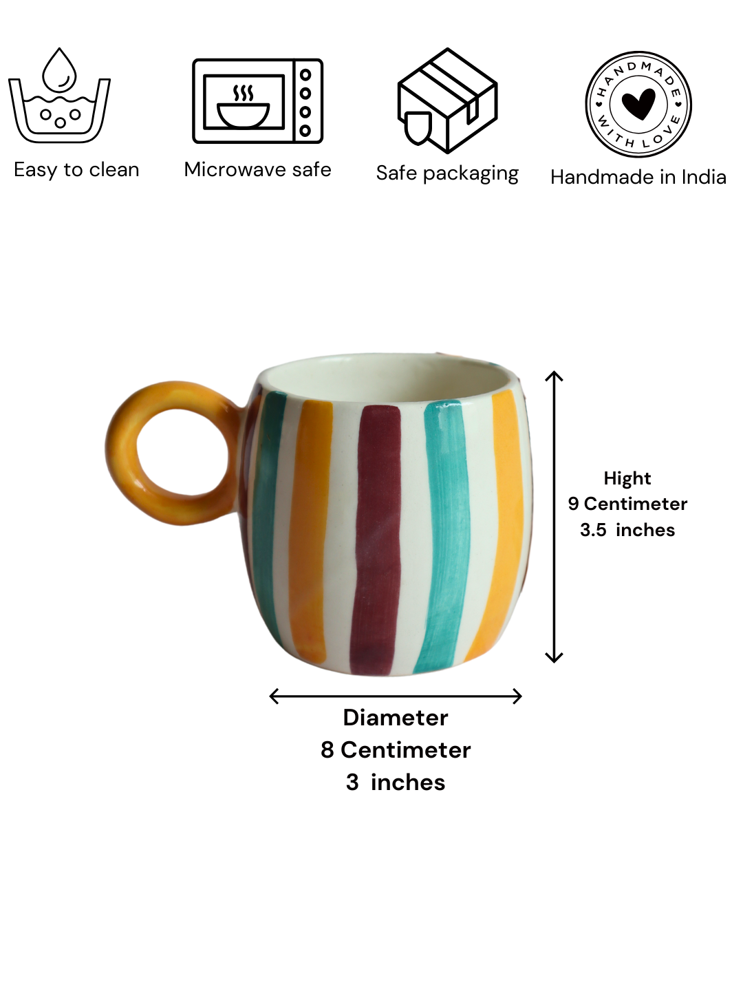 Multi Stripe Drum Shaped Mug (300ml)