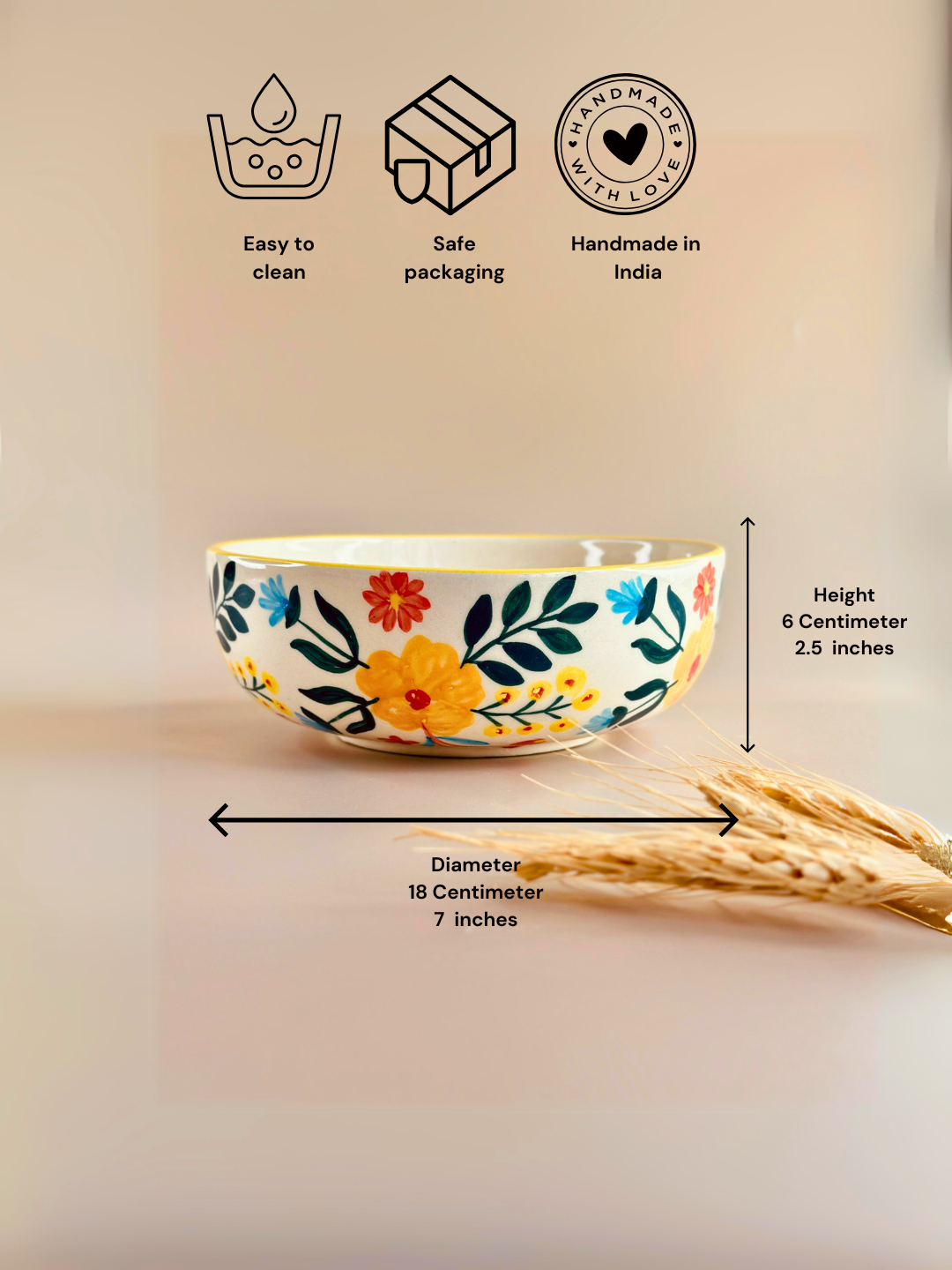 Floral Extravaganza Ceramic Bowl - Large