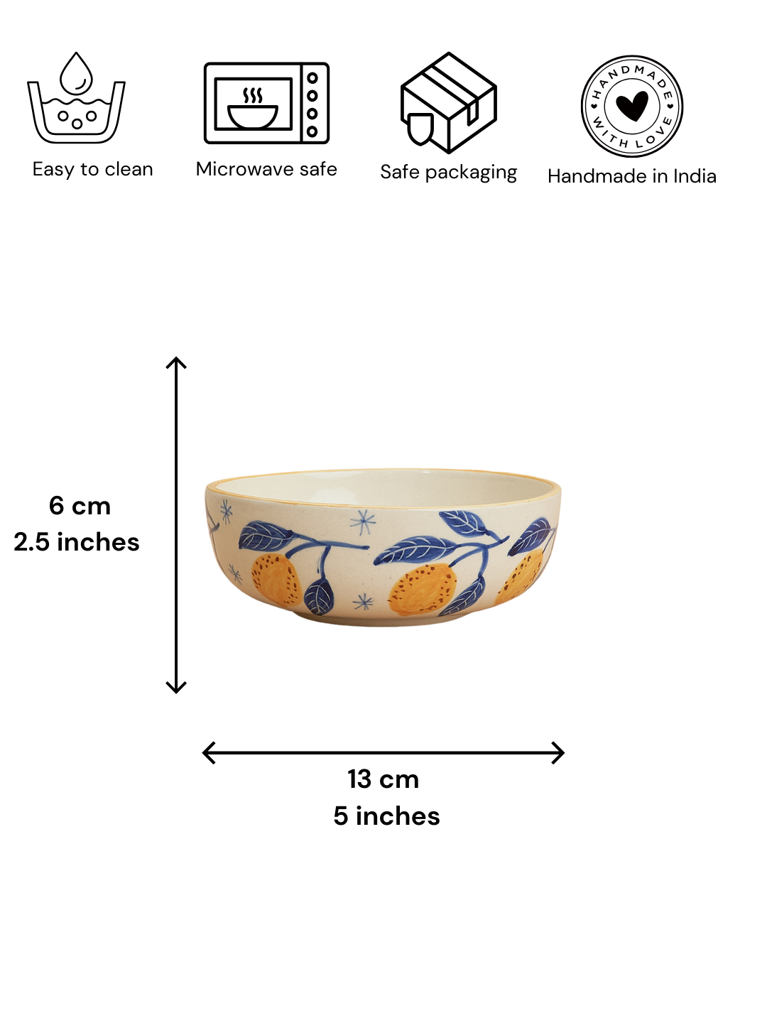 Set - Lemon Leafy Ceramic Small Bowls