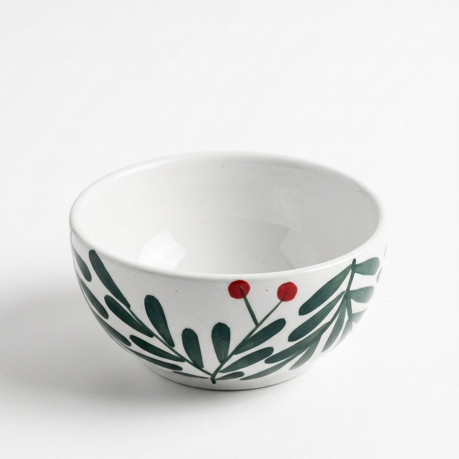 Multipurpose Olive Leaf Ceramic Prep & Dip Bowl