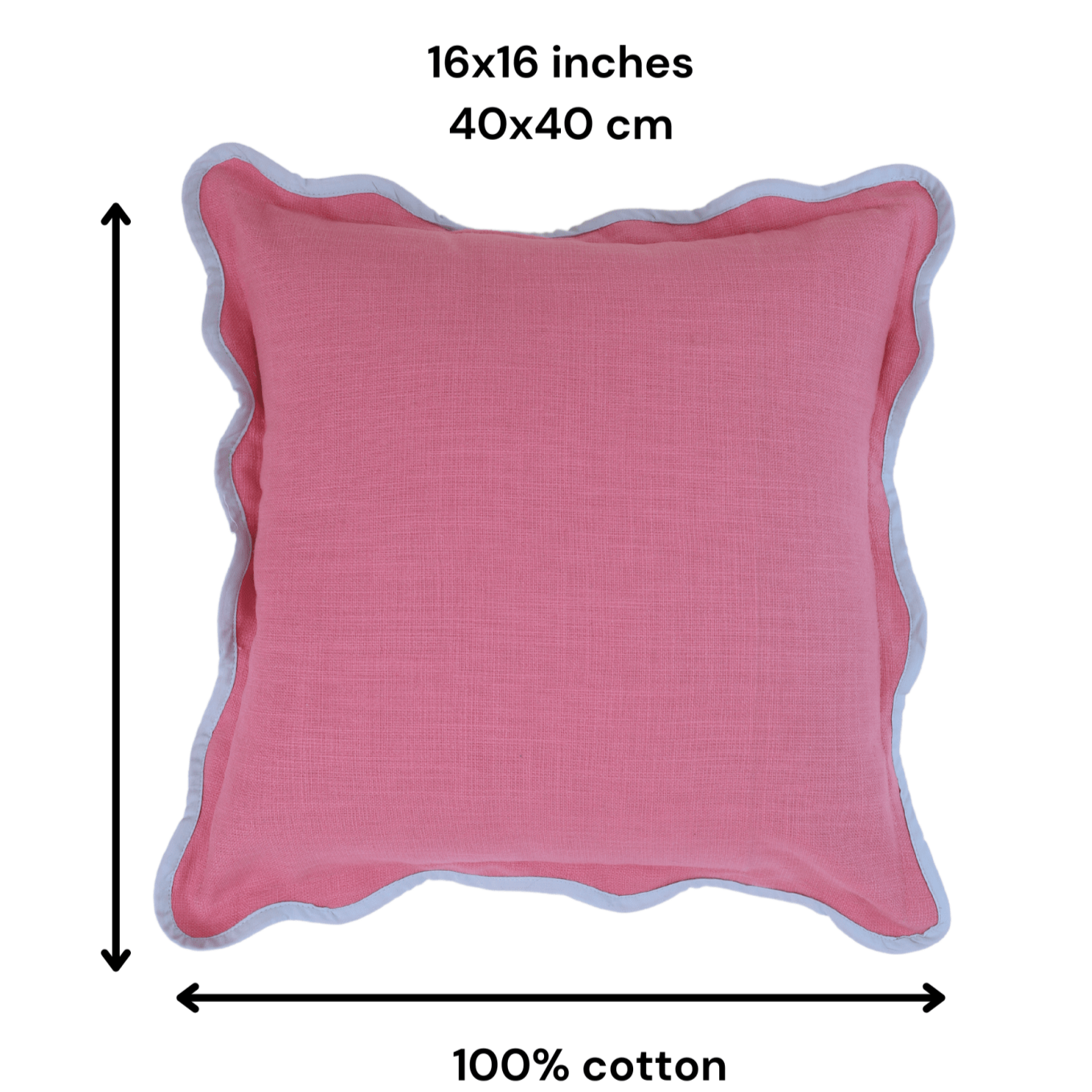 Pink Scallop Cushion Cover - Elegant (16x16 ) Size - Nurture India