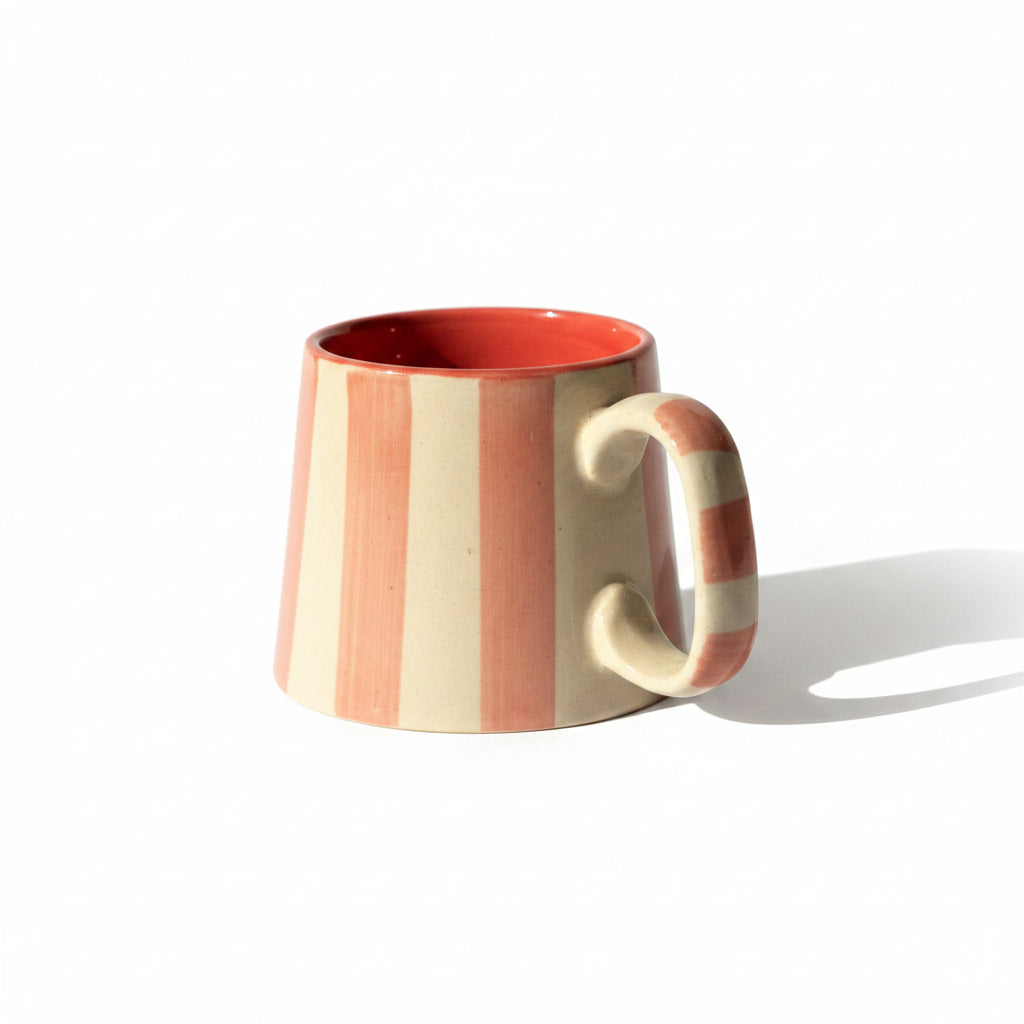 Pink Stripe Ceramic Mug - 220ml Capacity & Elegant Design - Nurture India