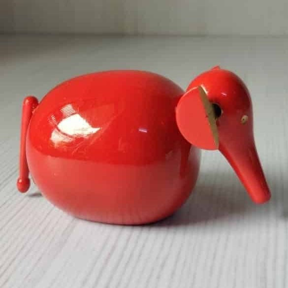 Red Wooden Elephant Shelve Decor Item Cum Toy - Nurture India