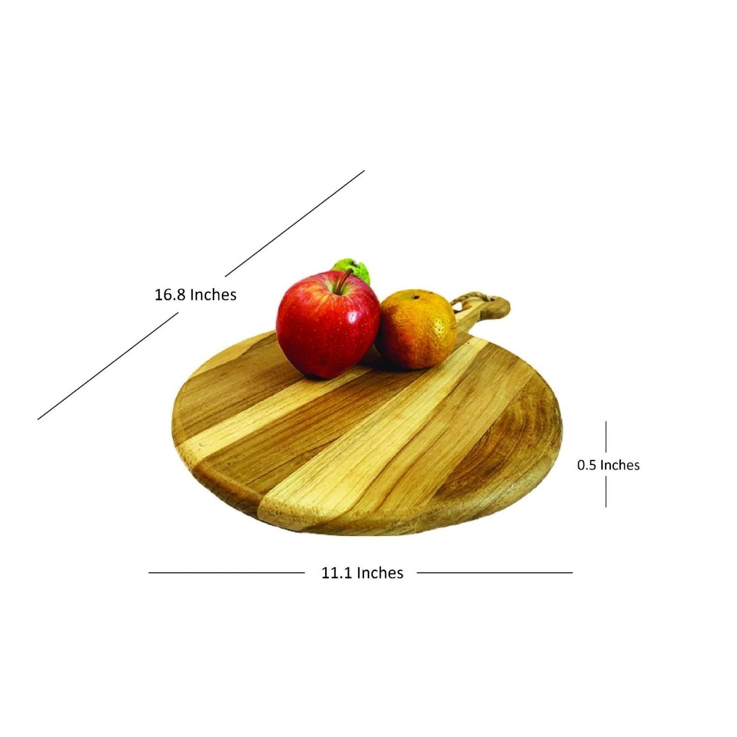 Round Teak Wood Platter - Large Serving Board for Veggies, Cheese, and Kebabs - Nurture India