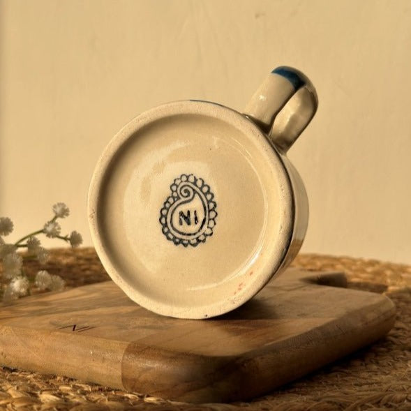 Sandy Brown Stripe Ceramic Coffee Cup - 220ml Capacity - Nurture India