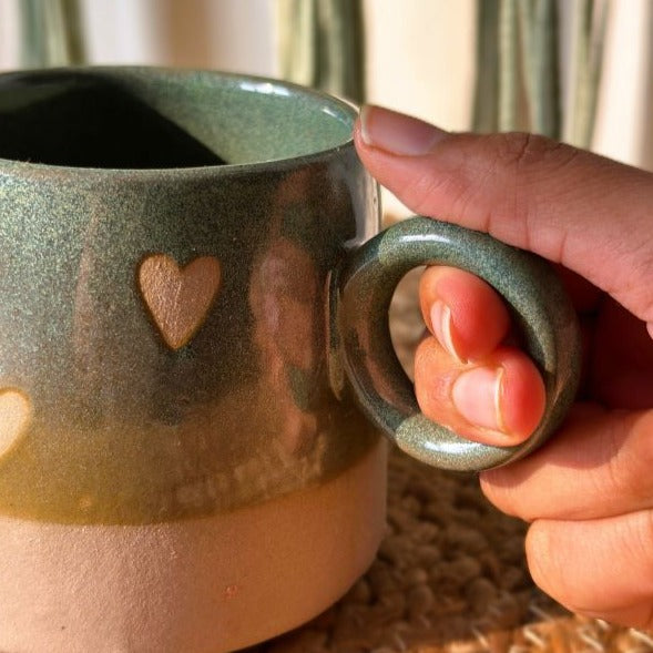 Sea Green Hearty Ceramic Mug - 450ml Capacity - Nurture India