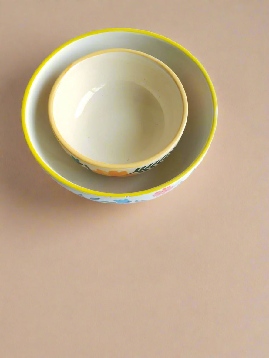 Floral Extravaganza Ceramic Bowl - (Large & Small)