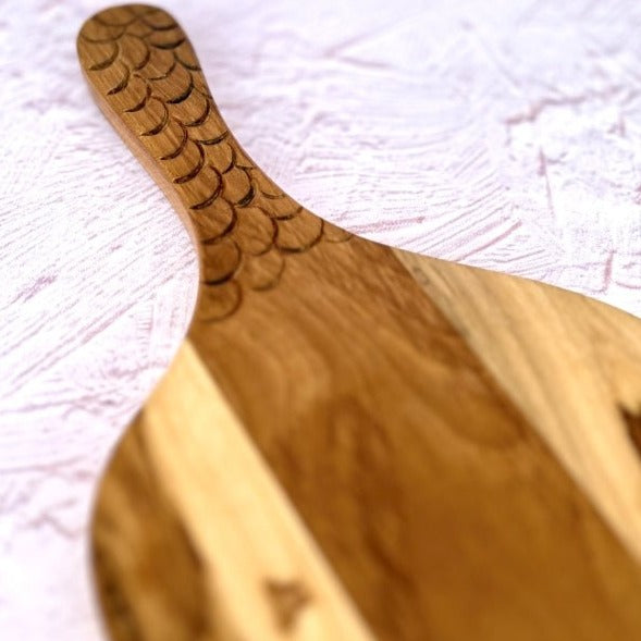 Teak Wood Chopping Board with Carving - Nurture India