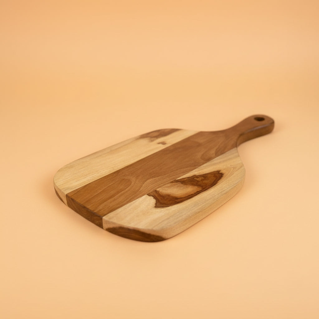 Teak Wood Chopping Board with Carving - Nurture India