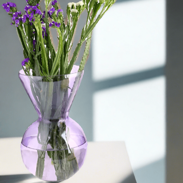 Totem Inspired Glass Vase - Purple Transparent Round Ball Design - Nurture India