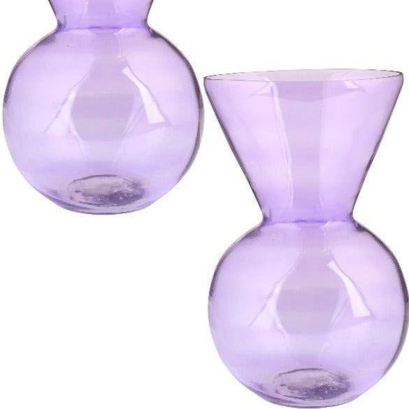 Totem Inspired Glass Vase - Purple Transparent Round Ball Design - Nurture India