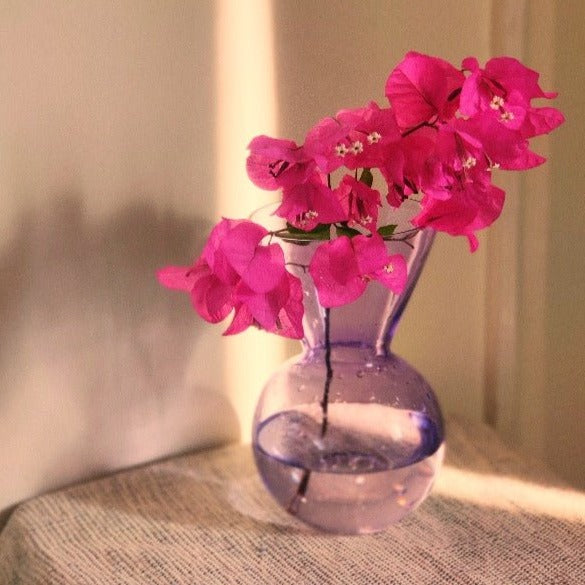 Totem Inspired Glass Vase - Purple Transparent Round Ball Design - Nurture India