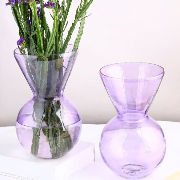 Totem Inspired Glass Vase - Purple Transparent Round Ball Design - Nurture India