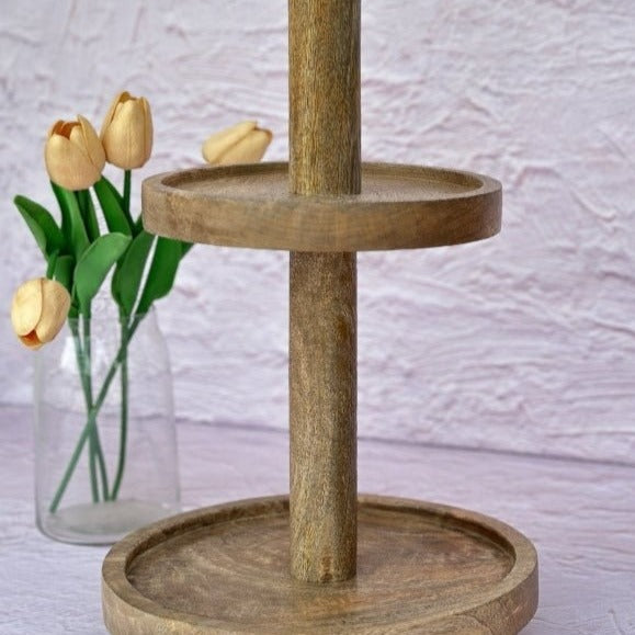 Two Tier Wood Cookie Stand - Nurture India