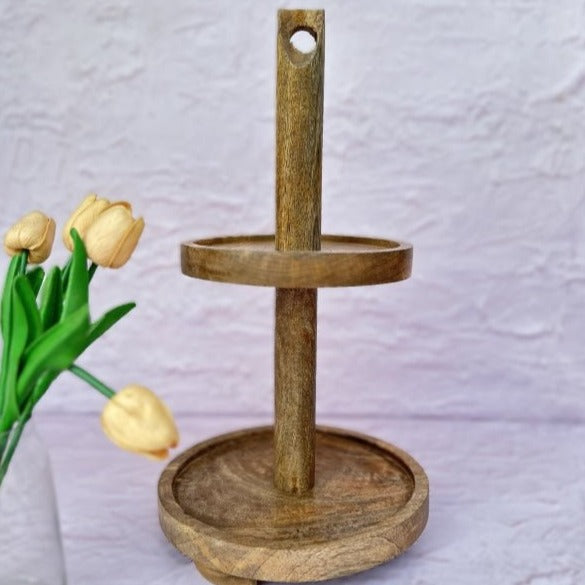 Two Tier Wood Cookie Stand - Nurture India