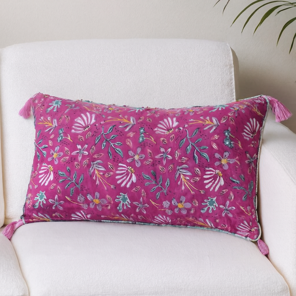 Purple Flower Trail Cushion Cover