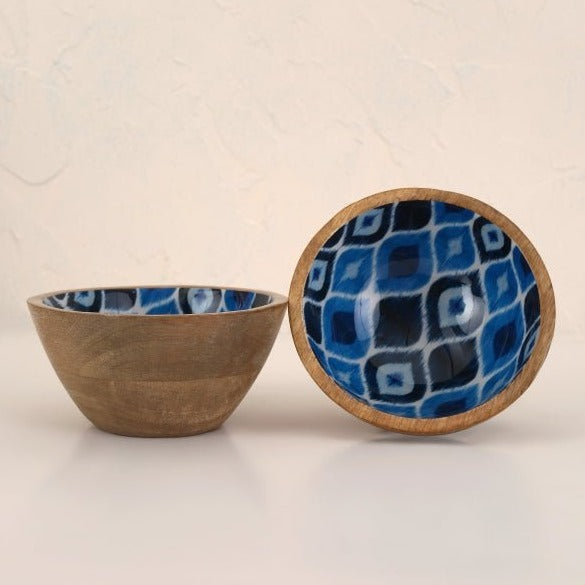 Wooden Ikat Print Enamel Bowl - Nurture India