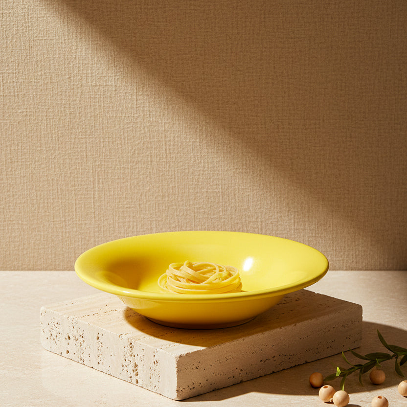 yellow pasta plate ceramic nurture indis