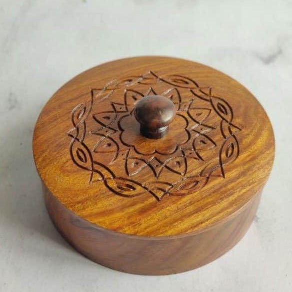 Wooden Engraved Roti Box