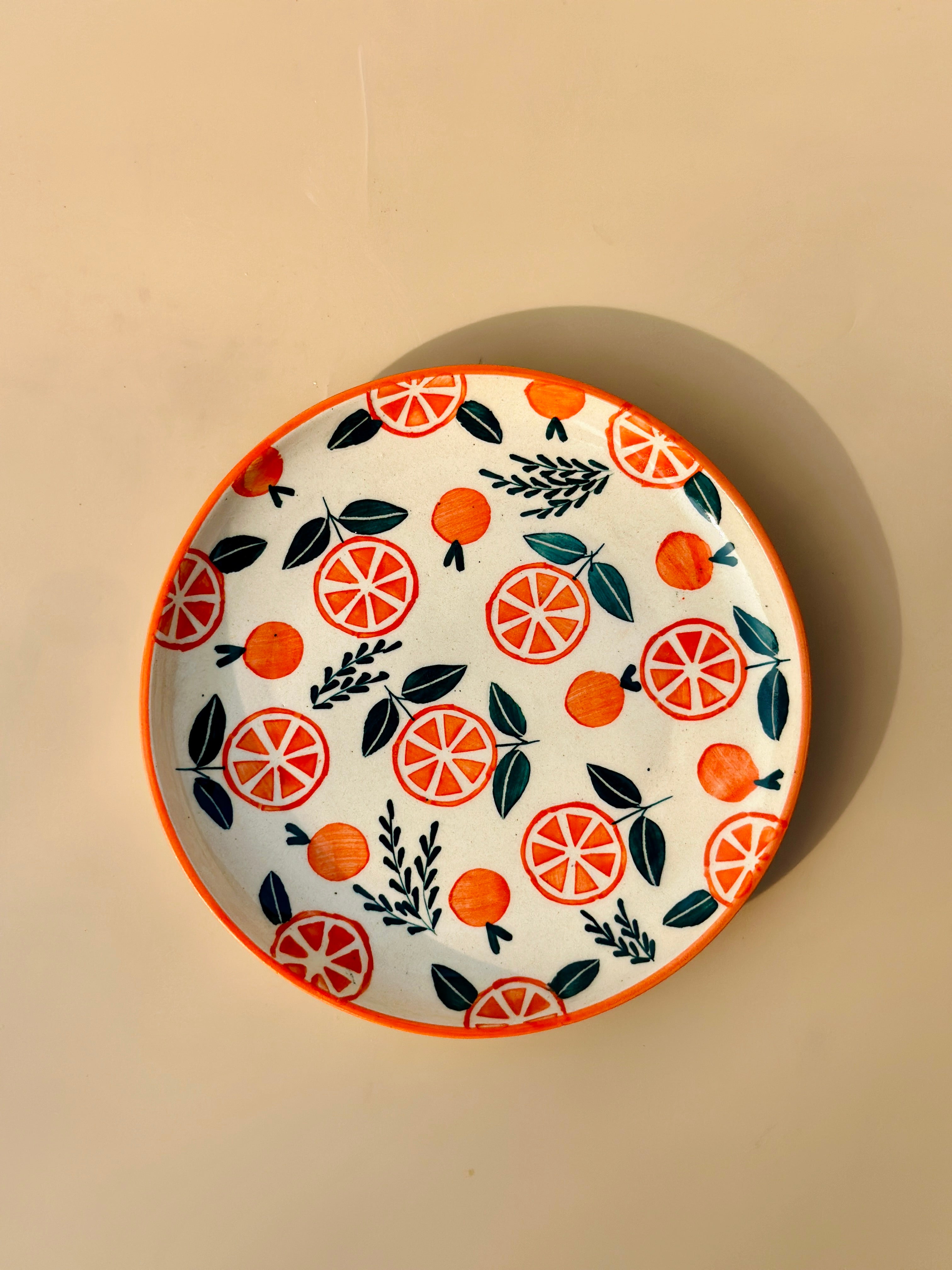 Narangi Orange Ceramic Plate (7 Inches)