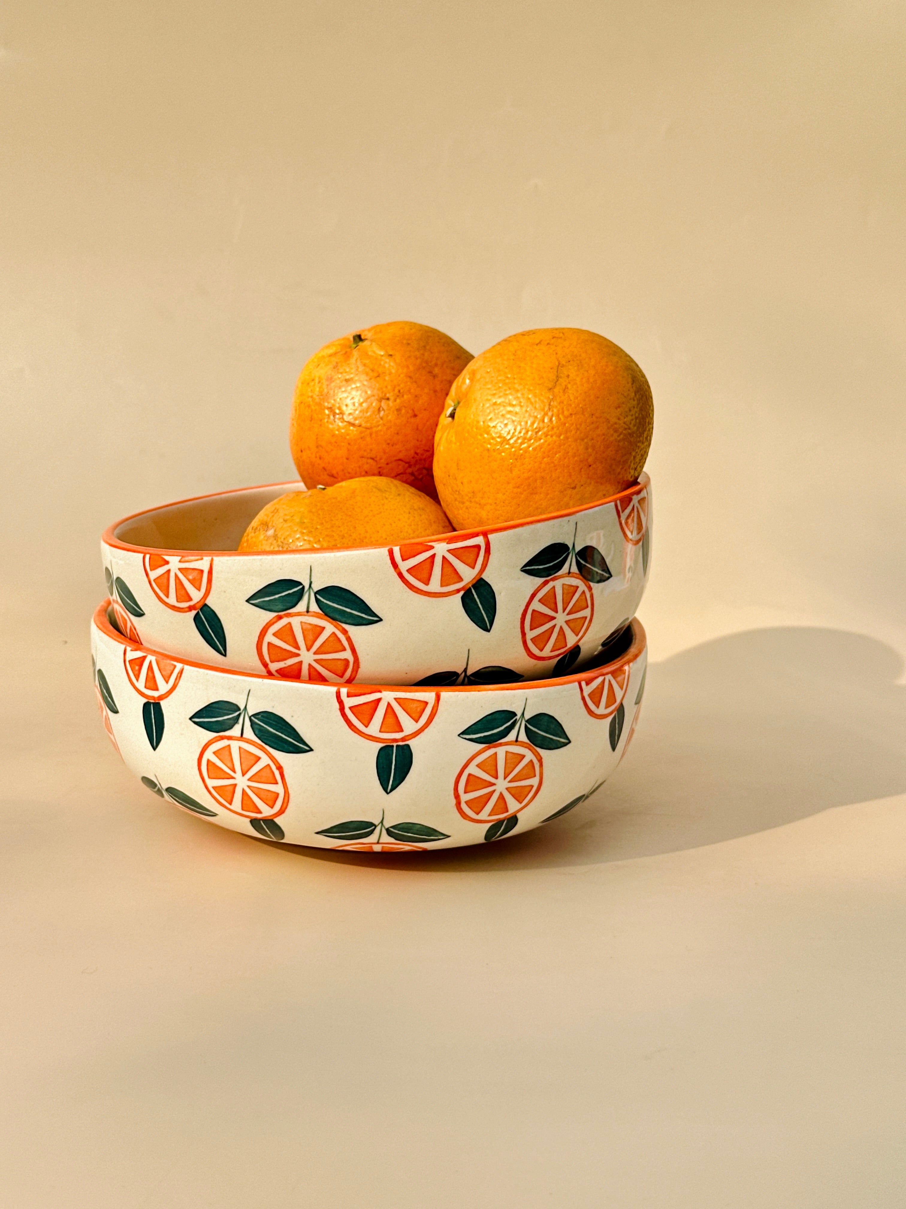 Narangi Orange Ceramic Bowl - Large