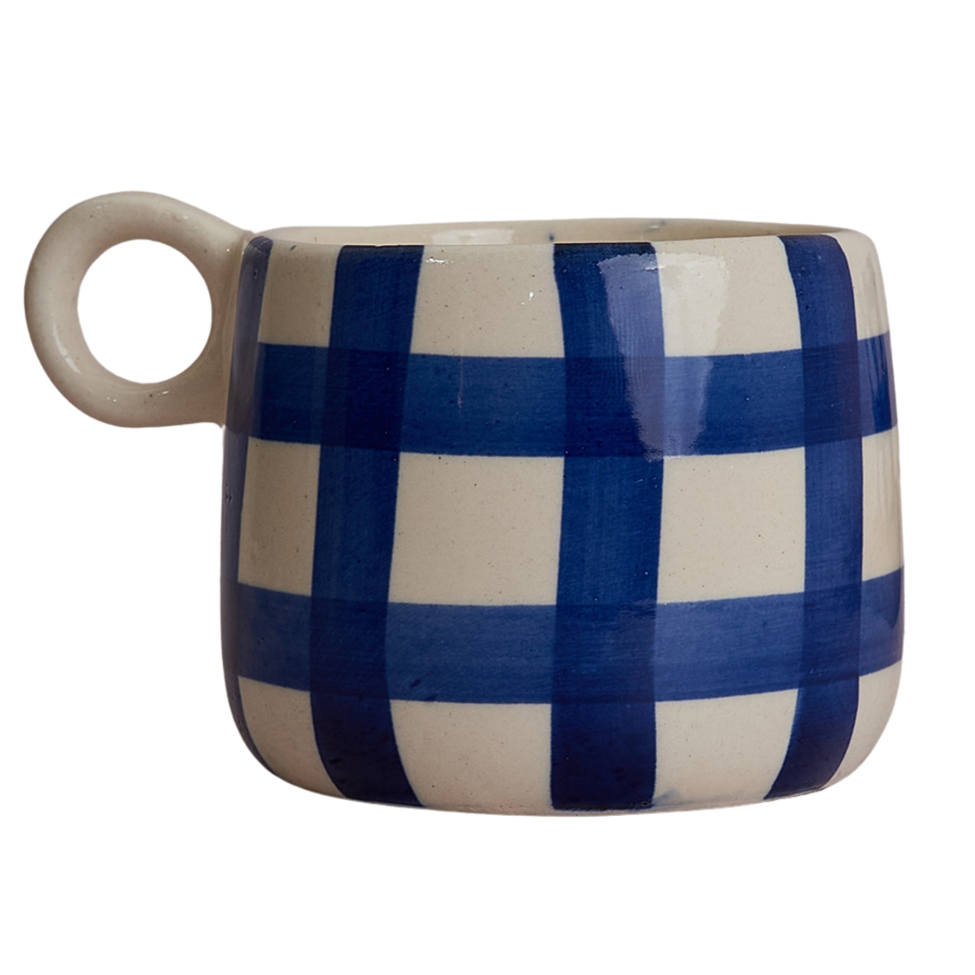 Big Ghingham Checkered Mug In Blue - Single (350ml)