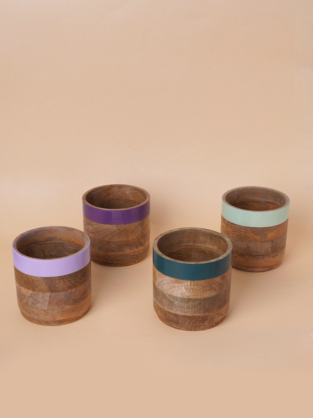 Multicolor Planter Set Of 4 (Green & Purple )