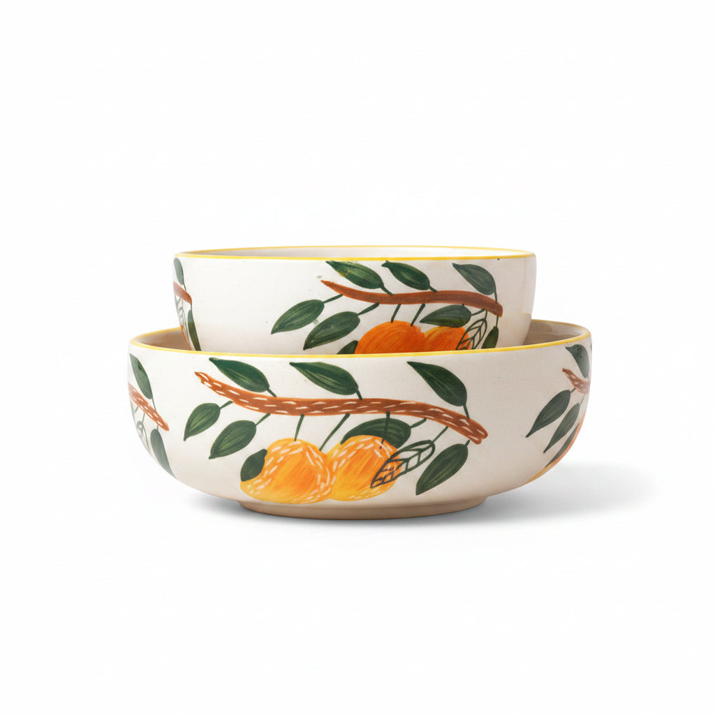 Mango Mehfil Leaf Ceramic Bowl - (Large & Small)