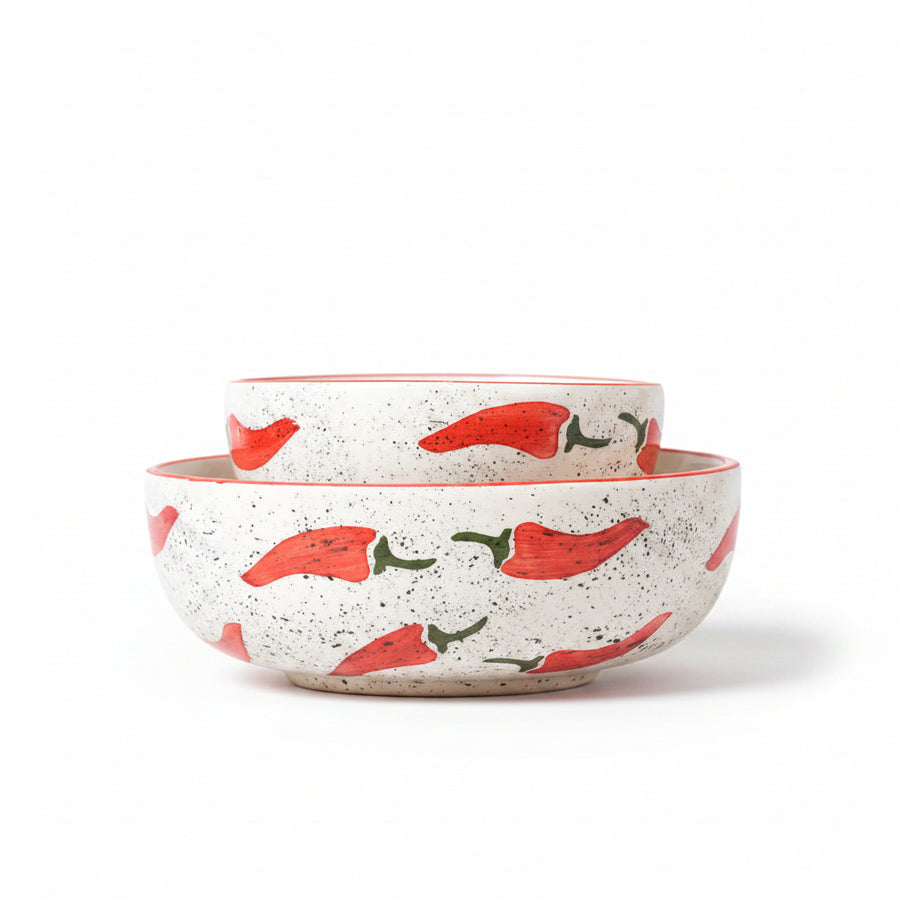 Keep It Spicy Red Chilli Ceramic Bowl - (Large & Small)