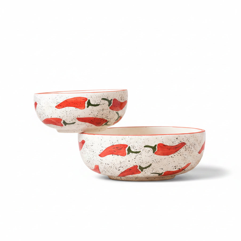 Keep It Spicy Red Chilli Ceramic Bowl - (Large & Small)