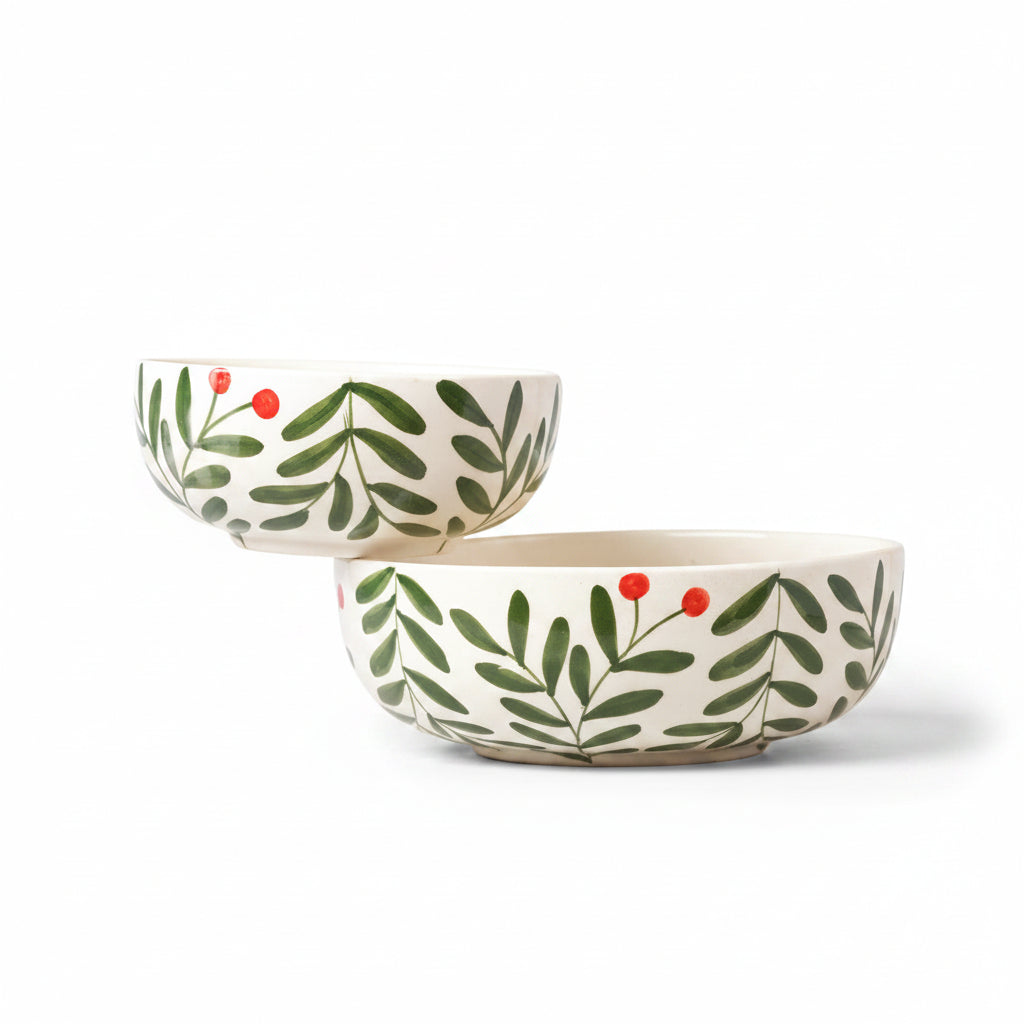 Olive Leaf  Ceramic Bowl - (Large & Small)