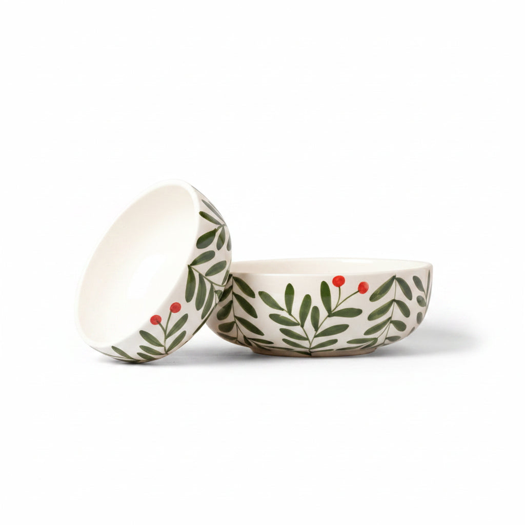 Olive Leaf  Ceramic Bowl - (Large & Small)