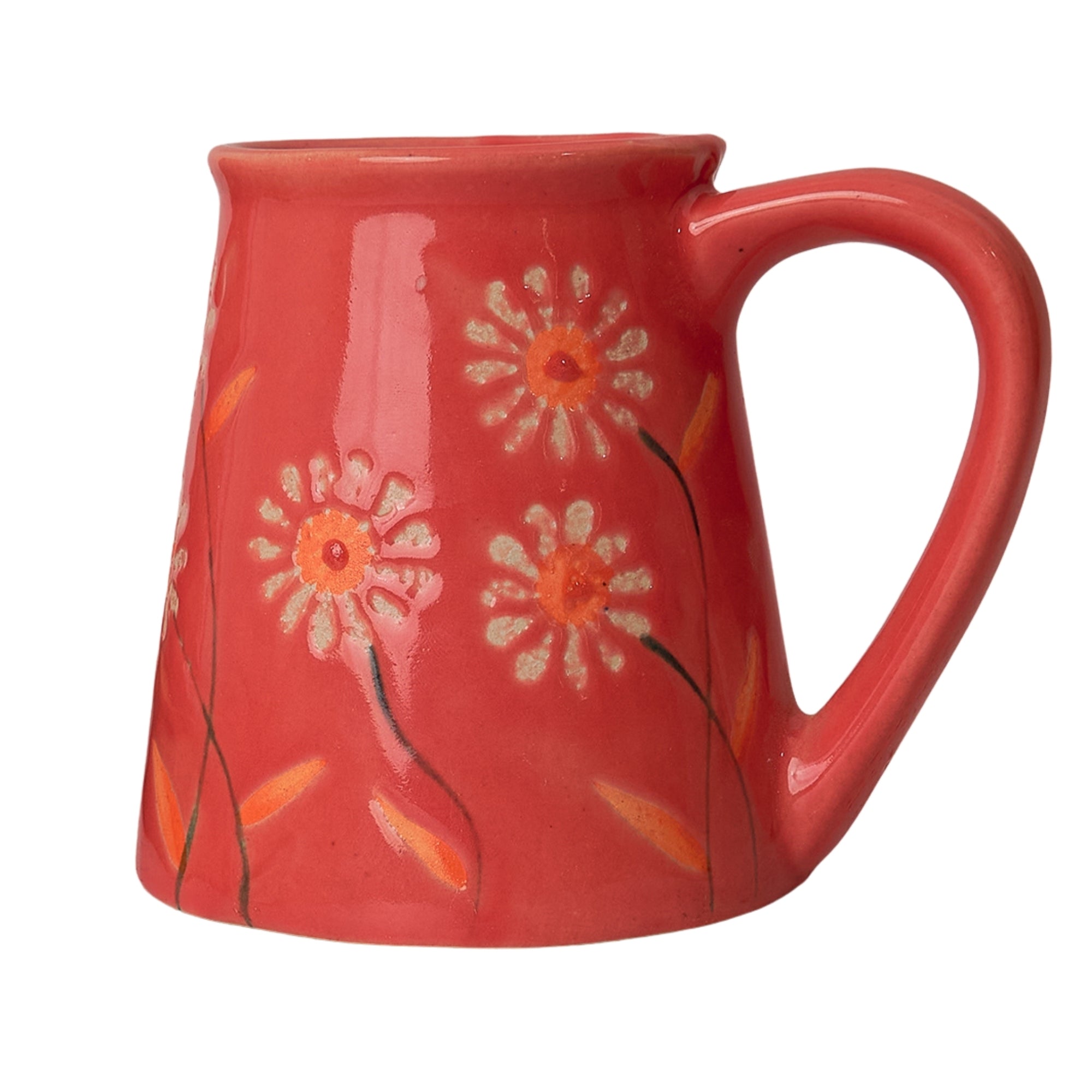 Red Floral Ceramic Mug - Vibrant Colorful Drinkware (250ml)