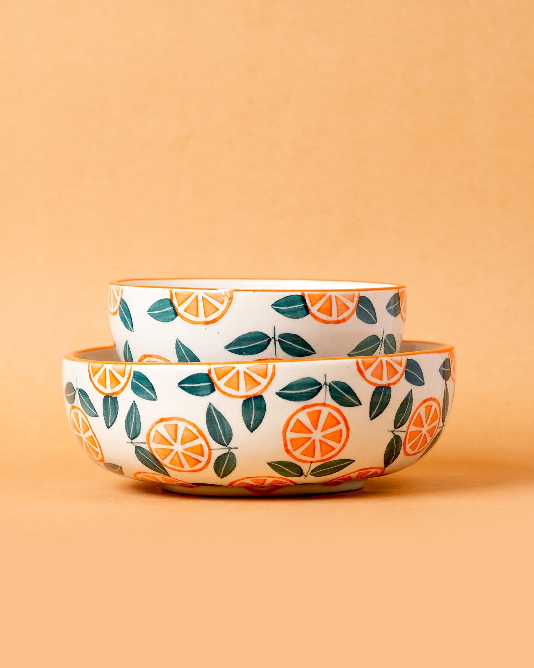 Narangi Orange Leaf  Ceramic Bowl - (Large & Small)