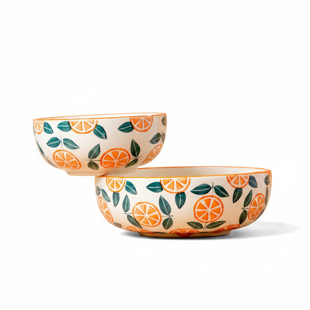 Narangi Orange Leaf  Ceramic Bowl - (Large & Small)