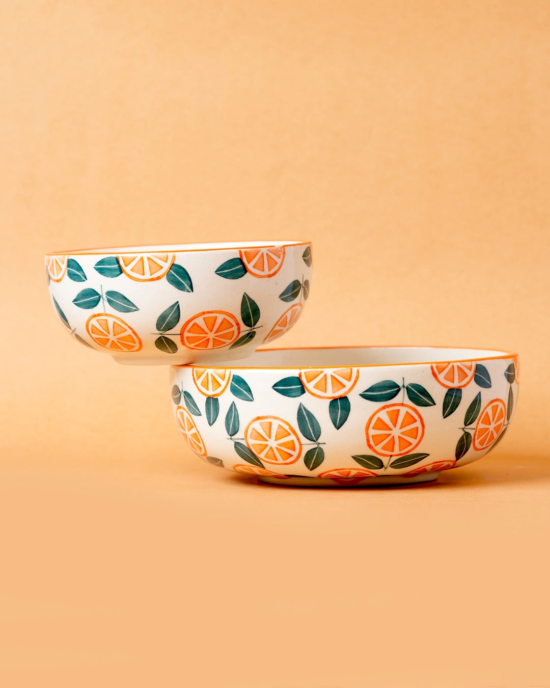 Narangi Orange Leaf  Ceramic Bowl - (Large & Small)