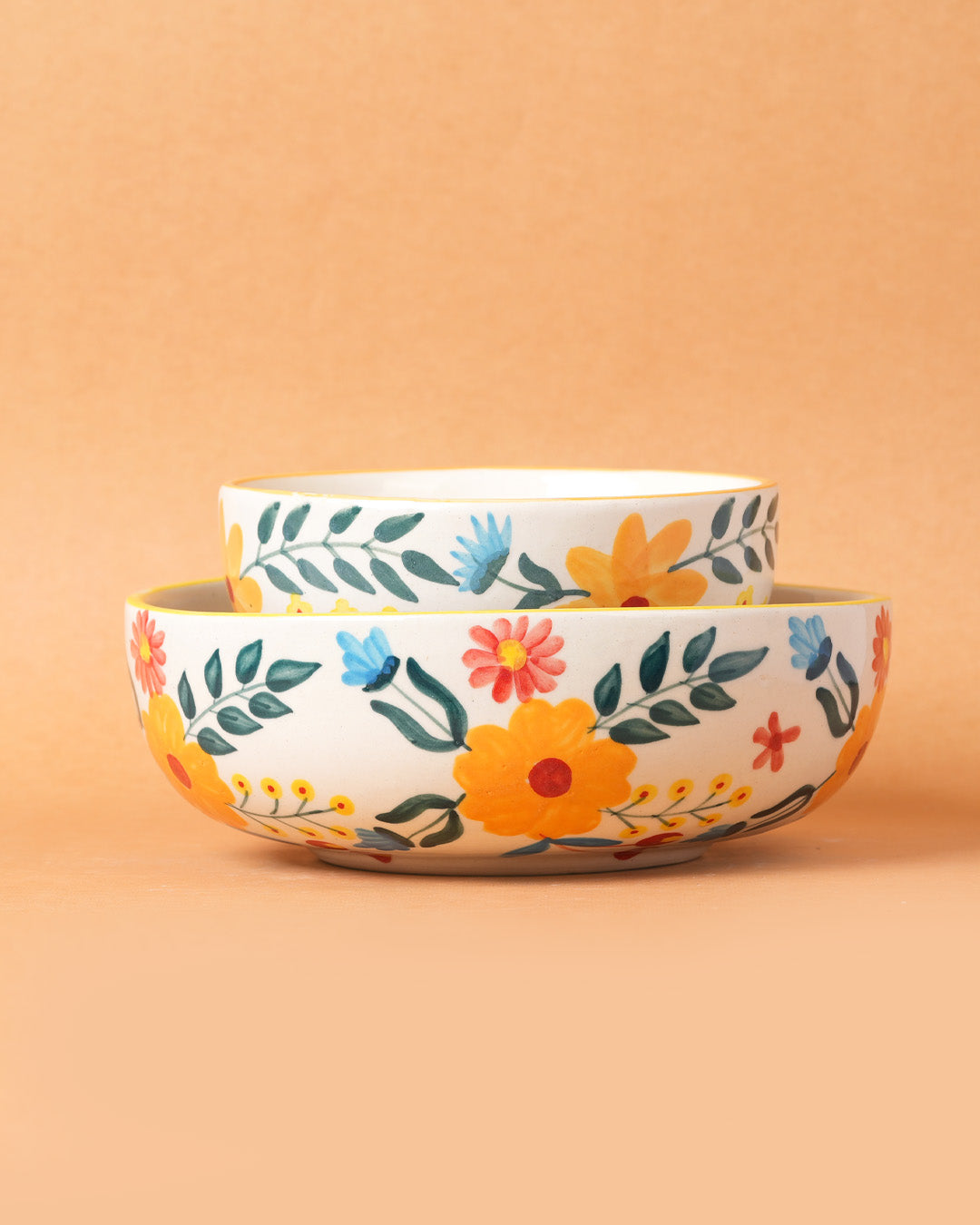 Floral Extravaganza Ceramic Bowl - (Large & Small)