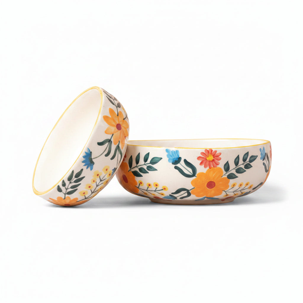 Floral Extravaganza Ceramic Bowl - (Large & Small)