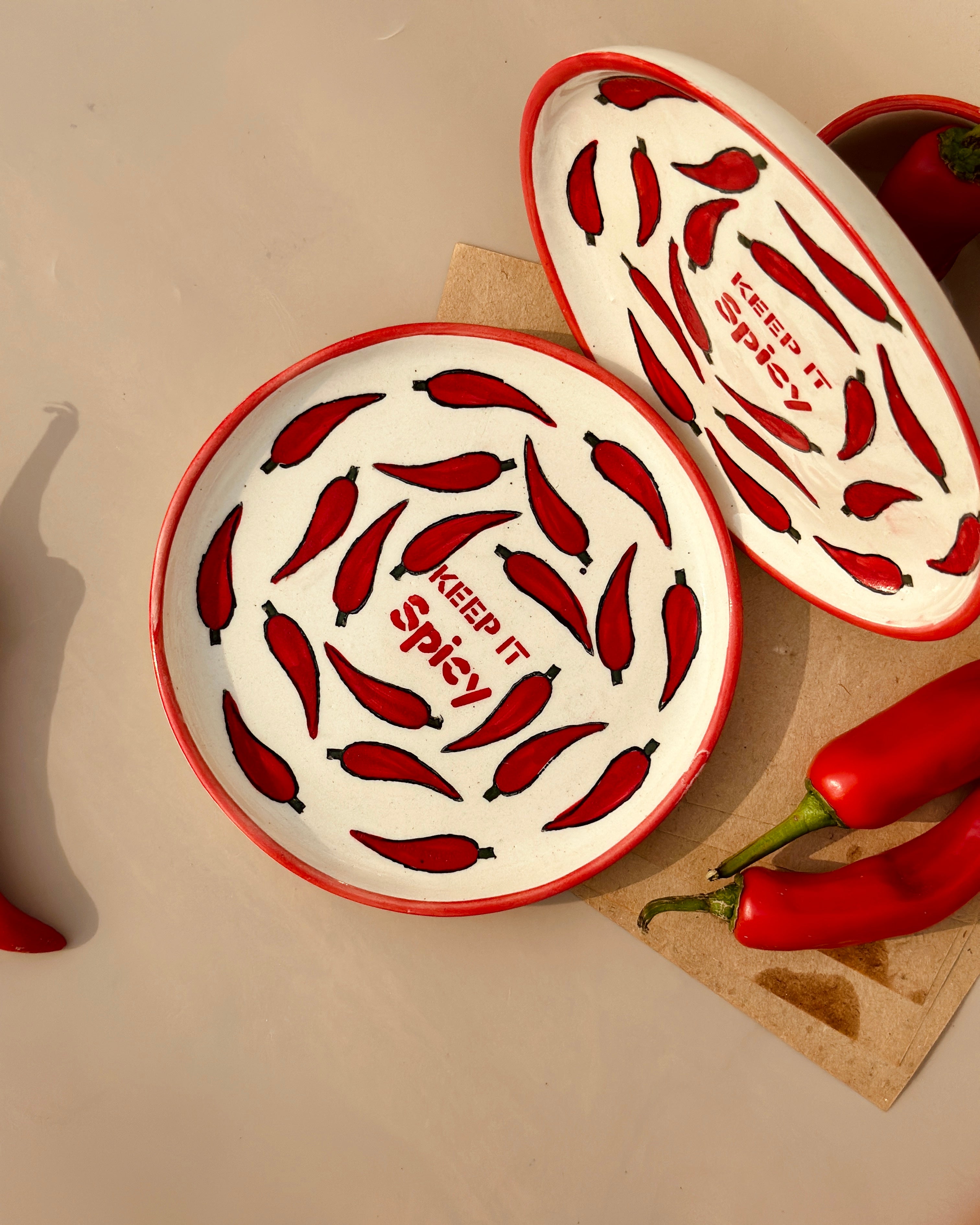 Set of 2- Keep It Spicy Tapas Plates (7 Inches )