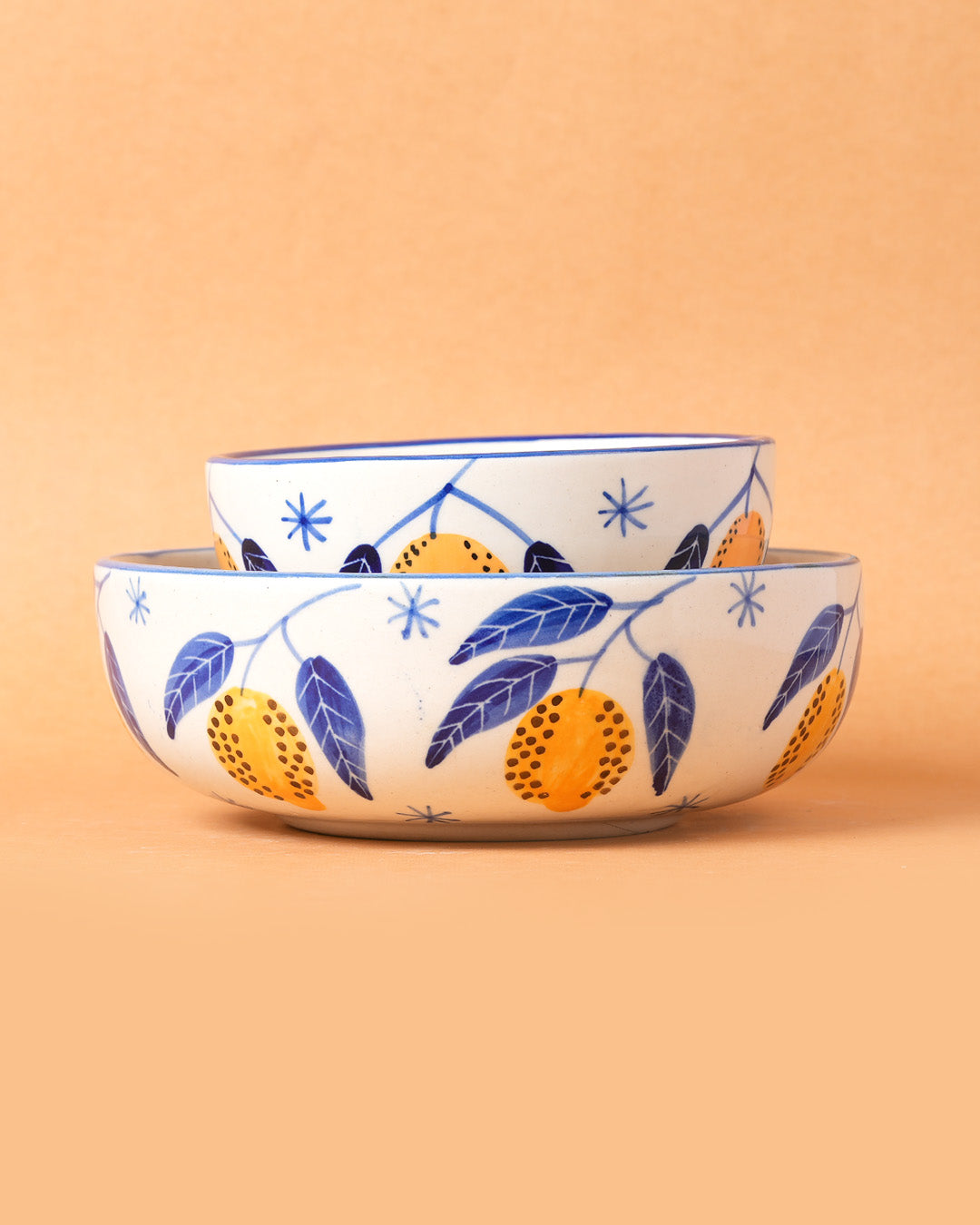 Italian Lemon Leafy Ceramic Bowl - ( Large & Small )