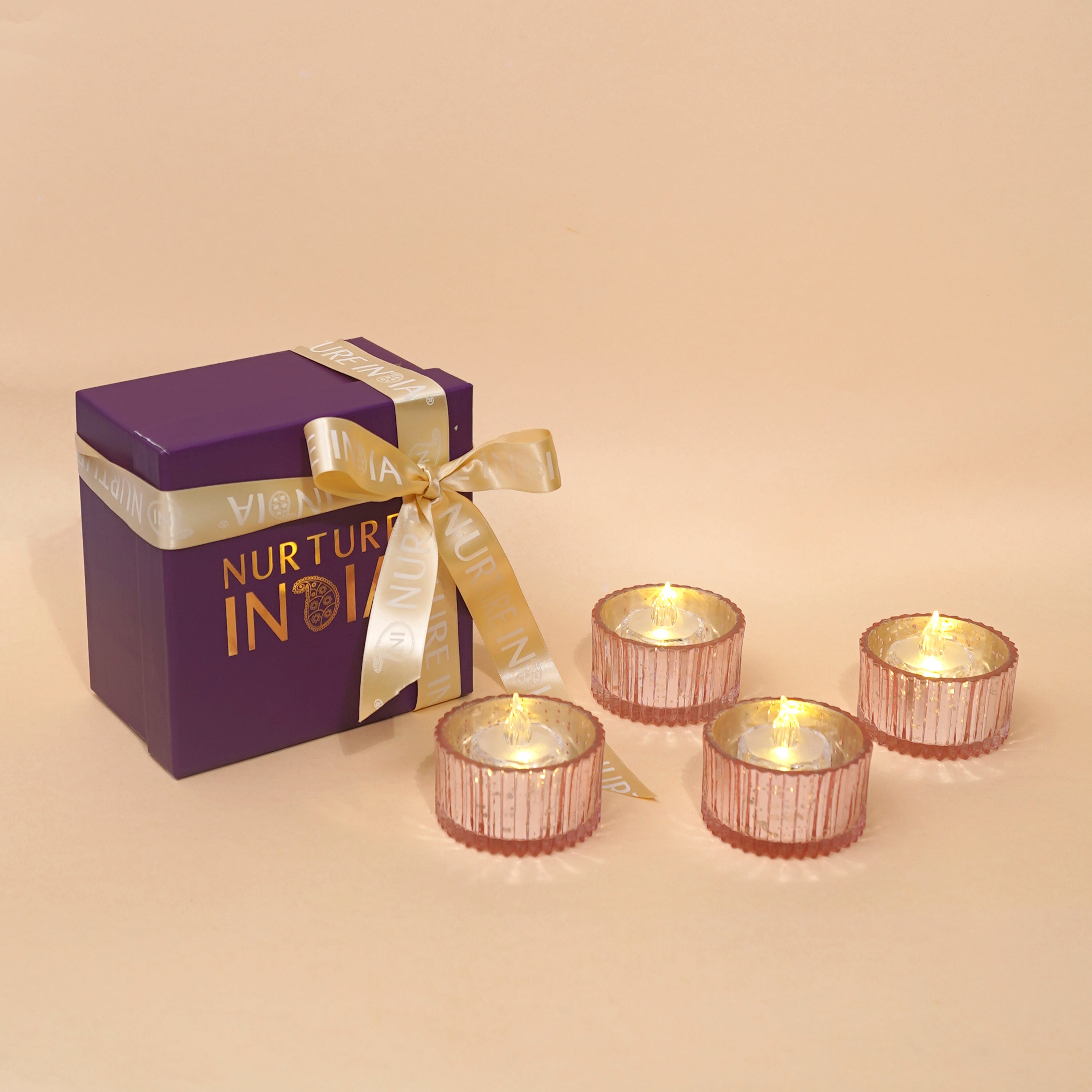 Tealights Box Set of 4 - Rose Gold Gift Box